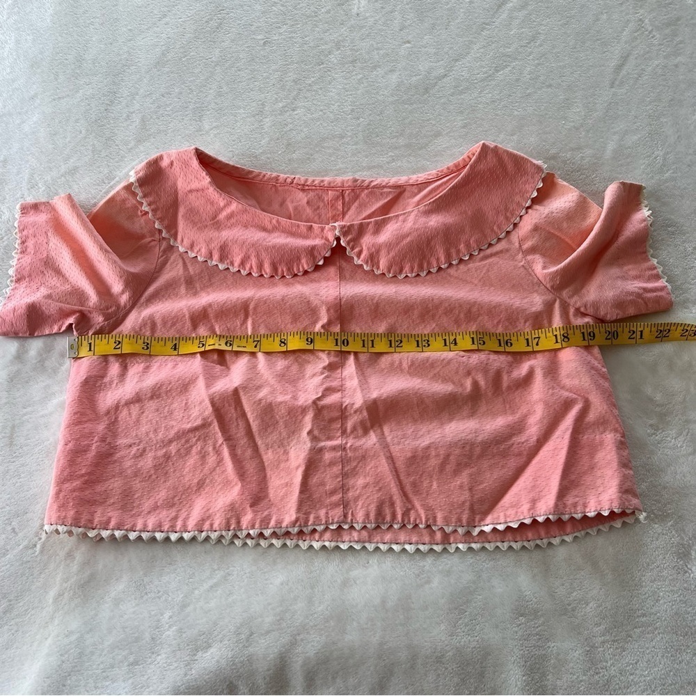 Vintage Scalloped Pink Blouse and High Waist Pants Set - Picture 5 of 13